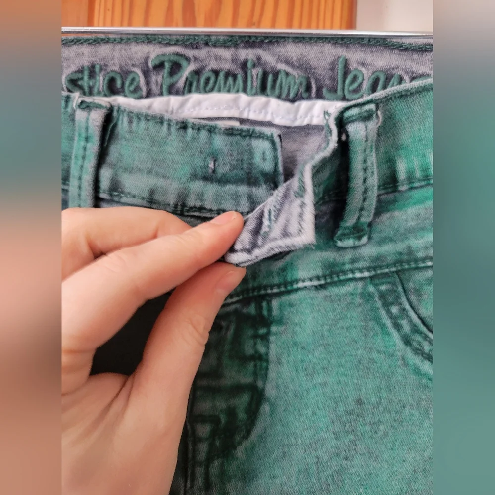 Justice Premium Green Colored Skinny High Waist Jegging Girl's Jeans 12R